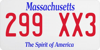 MA license plate 299XX3