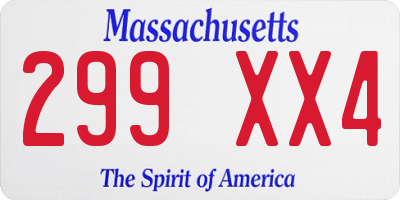 MA license plate 299XX4