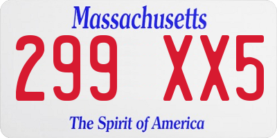 MA license plate 299XX5