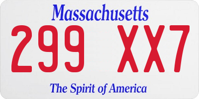 MA license plate 299XX7