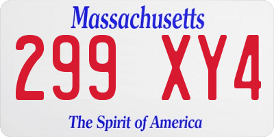 MA license plate 299XY4