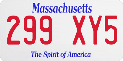 MA license plate 299XY5