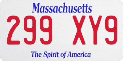 MA license plate 299XY9