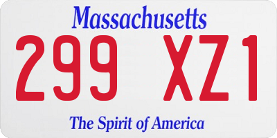 MA license plate 299XZ1
