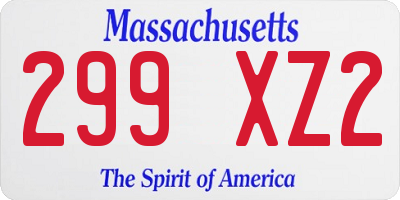MA license plate 299XZ2