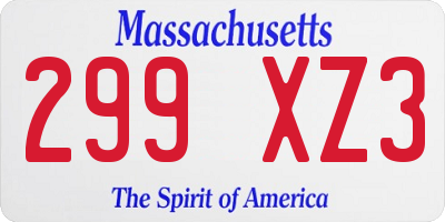 MA license plate 299XZ3