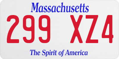 MA license plate 299XZ4