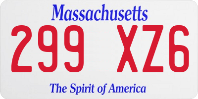 MA license plate 299XZ6