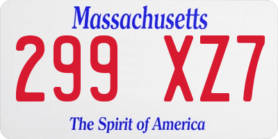 MA license plate 299XZ7