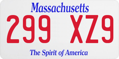 MA license plate 299XZ9