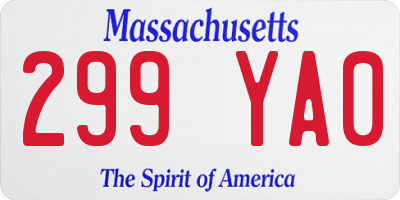 MA license plate 299YA0