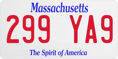 MA license plate 299YA9