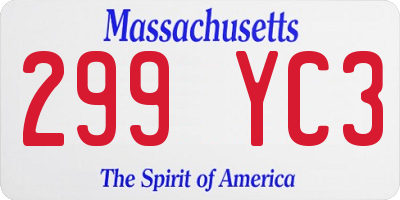 MA license plate 299YC3