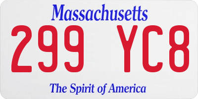 MA license plate 299YC8