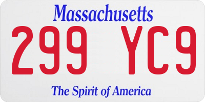 MA license plate 299YC9