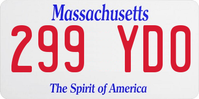 MA license plate 299YD0