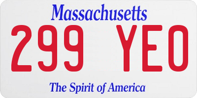 MA license plate 299YE0