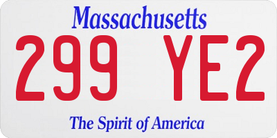 MA license plate 299YE2