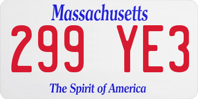 MA license plate 299YE3