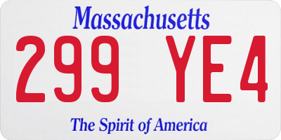 MA license plate 299YE4