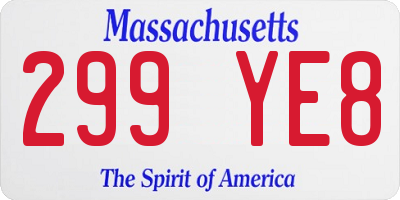 MA license plate 299YE8
