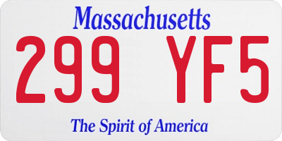 MA license plate 299YF5