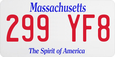 MA license plate 299YF8