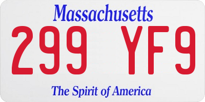 MA license plate 299YF9