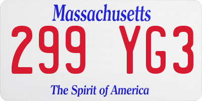 MA license plate 299YG3