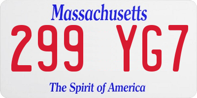 MA license plate 299YG7