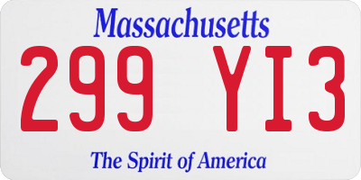 MA license plate 299YI3