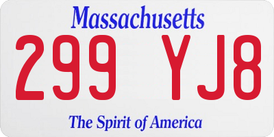 MA license plate 299YJ8