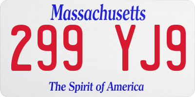 MA license plate 299YJ9