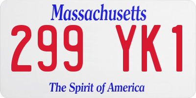 MA license plate 299YK1