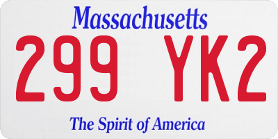 MA license plate 299YK2