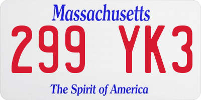 MA license plate 299YK3
