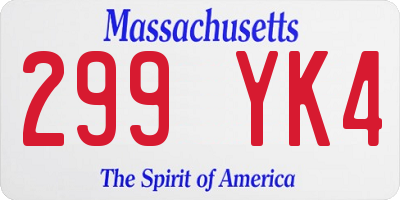 MA license plate 299YK4