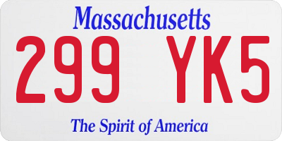MA license plate 299YK5