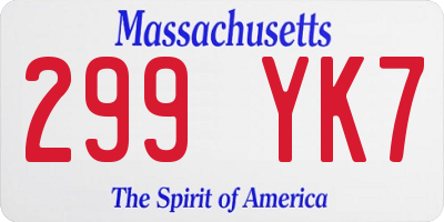 MA license plate 299YK7