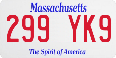 MA license plate 299YK9
