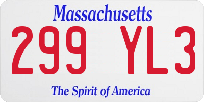 MA license plate 299YL3
