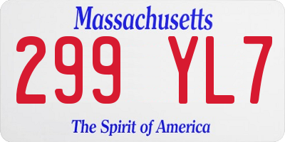 MA license plate 299YL7