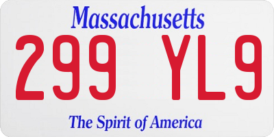 MA license plate 299YL9