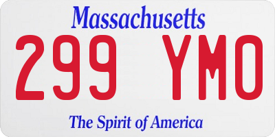 MA license plate 299YM0