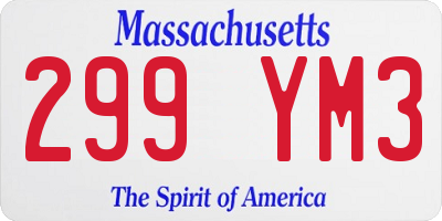 MA license plate 299YM3