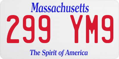 MA license plate 299YM9