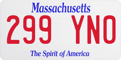 MA license plate 299YN0