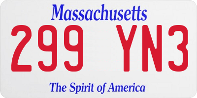 MA license plate 299YN3