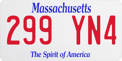 MA license plate 299YN4