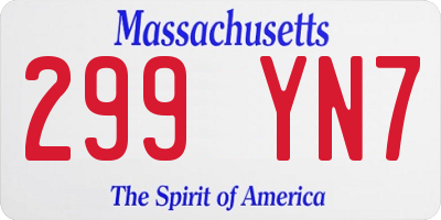 MA license plate 299YN7